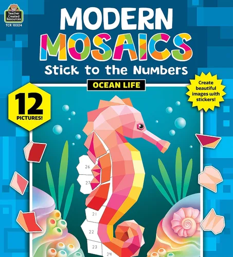 Vista 7 de Teacher Created Resources Dinosaurios y animales prehistóricos Mosaicos modernos se adhieren a los números