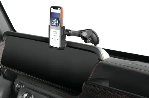 Vista 22 de WeatherTech WindshieldFone con extensión - Soporte universal para teléfono de coche montado en el parabrisas - Perillas billet negras