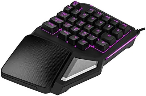 Vista 5 de YMNL Controlador de juego con cable USB mango de teclado 2 en 1 para PC de League of Legends operación con una sola mano