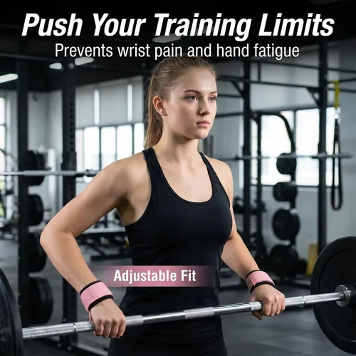 Vista 4 de Lifting Straps for Weightlifting, 23.5" Polyester Cotton Gym Grips with Sponge Padded Wrist Support, Heavy Duty Straps for Deadlifts Powerlifting