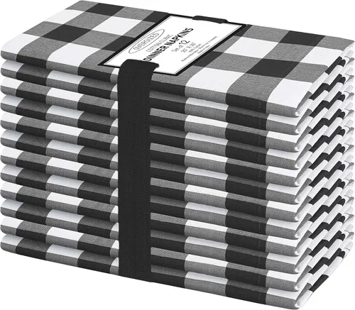 Vista 9 de Cotton Clinic Servilletas de tela 100% algodón, grandes, 20 x 20 pulgadas, juego de 4 servilletas de mesa a cuadros a cuadros – Servilletas de mesa