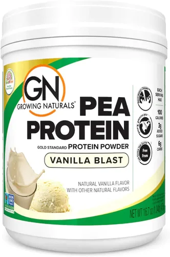 Vista 12 de Growing Naturals Polvo de proteína de guisante crudo, proteína vegana a base de plantas, BCAA, baja en carbohidratos, baja en azúcar, potencia