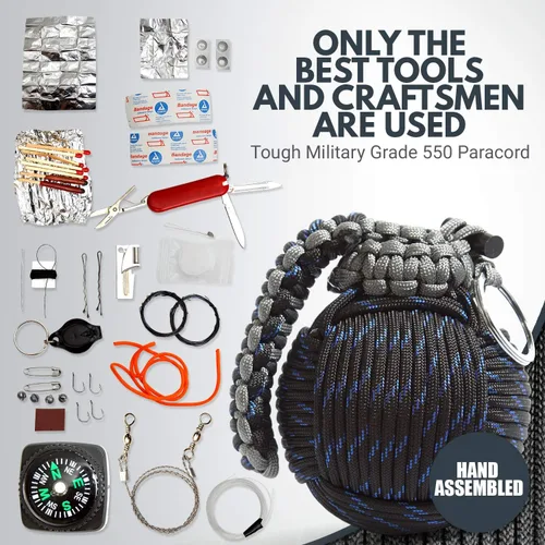 Vista 5 de Holtzman's Survival Kit Paracord Granada El kit de emergencia de herramientas #1 BEST 48