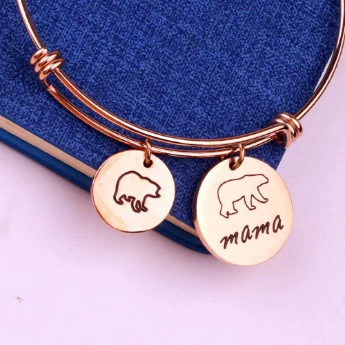 Vista 2 de Pulsera de mamá oso con pulsera ajustable de 1, 2, 3 cachorros, regalos para mamá
