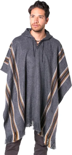 Vista 3 de Gamboa Alpaca Poncho Mens Ponchos Adult Pancho Mexican Wool Cloak with Hood Cowboy and Western Poncho Blanket