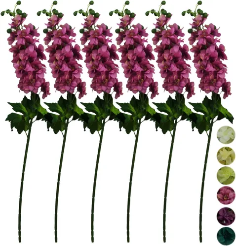 Vista 10 de 6 tallos de 31" Delphinium Ajacis flores artificiales de seda (azul)