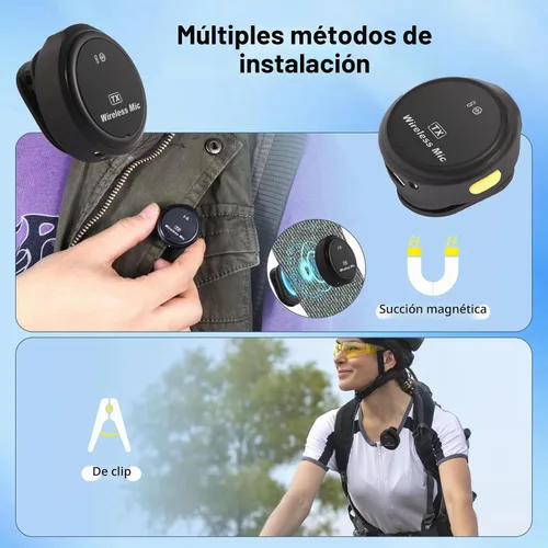 Vista 3 de Micrófono Lavalier personal inalámbrico de regalo con calcomanías culturales para iPhone 17/16/15/Android, cancelación de ruido, micrófono