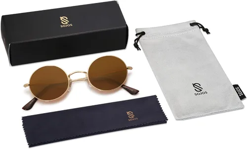 Vista 5 de SOJOS Lennon SJ1167 - Lentes de sol polarizados redondos para hombres y mujeres, diseño hippie de los años 70