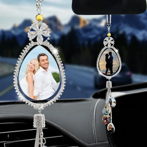 Vista 21 de AIFLM Adornos Personalizados de Foto de Cristal para Colgar en Coche Adornos Personalizados Estéticos para Espejo Adornos Personalizados