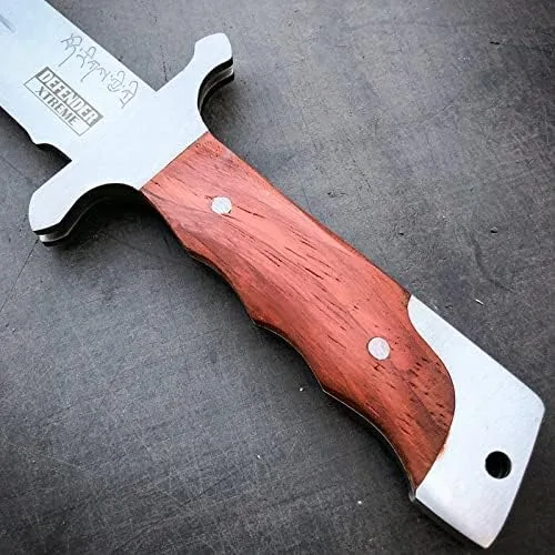 Vista 4 de Machete táctico de acero inoxidable de 18 pulgadas con mango de madera