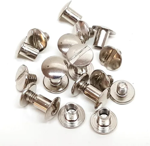 Vista 3 de Paquete de 10 tornillos sólidos Chicago de 3/8 pulgadas para reparación de cuero