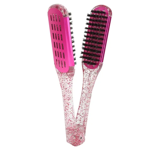 Vista 9 de YUYTE Cepillo de peine alisador de pelo de doble cara, abrazadera de peinado suave para alisar, desenredar y alisar el cabello, rojo rosa