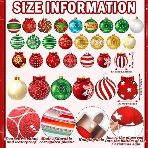 Vista 2 de Huwena 30 Piezas Decoraciones Navideñas Colgantes para Exteriores Copos de Nieve Dulces Letreros de Jardín Incluye 6 Estacas de Plástico para Jardín