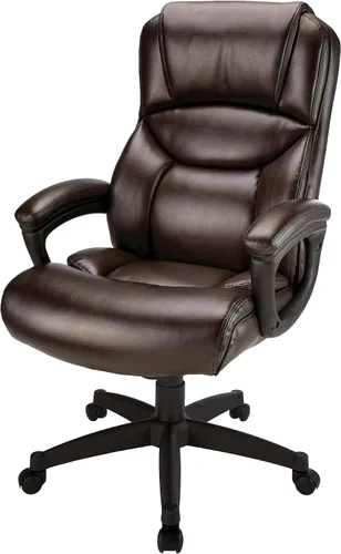 Vista 3 de Realspace® Fennington - Silla de cuero con respaldo alto, color marrón y negro
