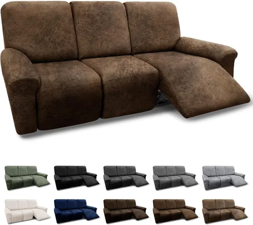 Vista 114 de Fundas para Sillón de 2 Piezas con Cojín en T, Fundas de Aspecto de Cuero para Sofá, Fundas para Sillas, Protector de Muebles Elástico, Funda
