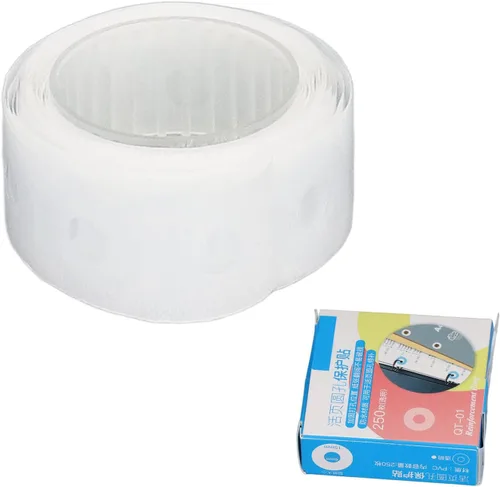 Vista 7 de 250 calcomanías de refuerzo perforadas impermeables de PVC de producción de bricolaje, calcomanías de reparación protectoras, calcomanías
