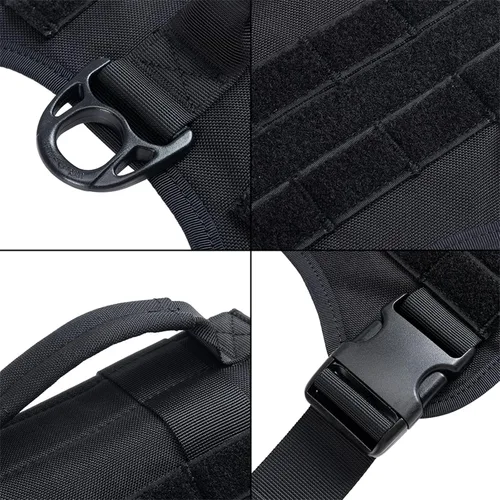 Vista 4 de EXCELLENT ELITE SPANKER Arnés táctico para perro, con asa, arnés militar para perro, arnés ajustable de entrenamiento sin tirones para perros Negro