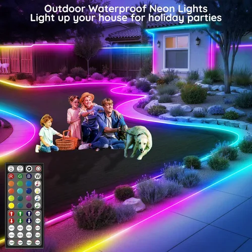 Vista 6 de 20 pies de luces LED en cuerda, luces de neón flexibles con control de aplicación/control remoto, múltiples modos, IP65 impermeables
