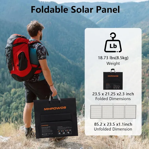 Vista 3 de Panel solar portátil de 220 W 40 V monocristalino plegable paneles solares cargador de energía de respaldo, IP67 impermeable duradero para estación