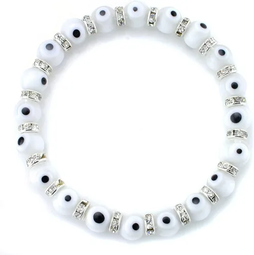 Vista 11 de Pulsera turca de mal de ojo JEWELRIESHOP con cuentas de vidrio de Murano, cuentas transparentes y cristales de espacio para mujer