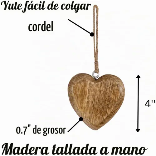 Vista 6 de Mie Creations Juego de 3 adornos de corazón de madera rústica, decoraciones para el día de San Valentín, regalos de amor para él, ella Corazones