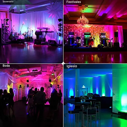 Vista 5 de U`King - Luces LED Par para DJ, luz de escenario con cable, RGB, 36 LED con control activado por sonido, iluminación de escenario para DJ, para 2