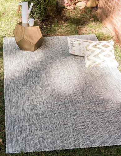Vista 110 de Unique Loom Collection - Alfombra casual de transición sólida jaspeada para interiores y exteriores