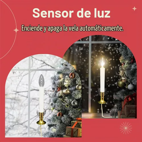 Vista 4 de Holiday Joy Velas de ventana con sensor de atardecer a amanecer con cable