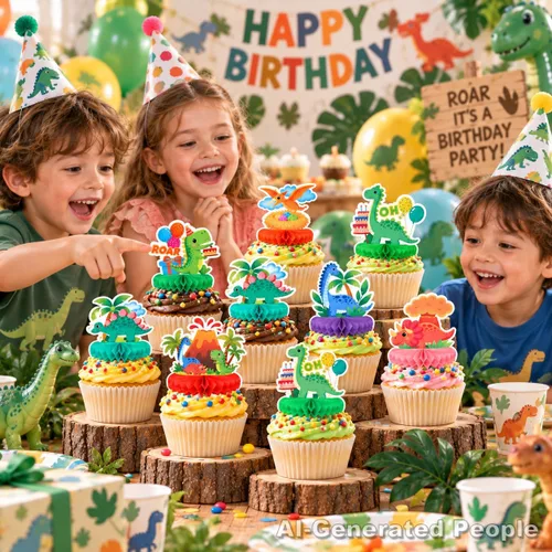 Vista 8 de 36pcs Dinosaur Cupcake Toppers