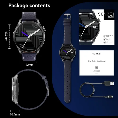 Vista 9 de Reloj inteligente (respuesta/hacer llamadas), pantalla FHD AMOLED de 1.43 pulgadas para hombres y mujeres, más de 100 modos deportivos, relojes