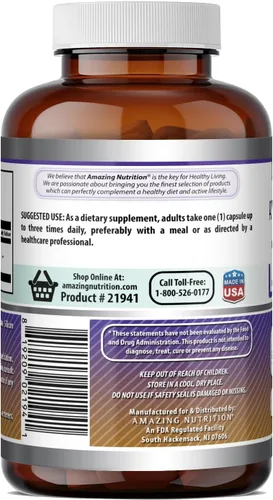 Vista 5 de Amazing Formulas - Suplemento de L-arginina 500 mg por porción Cápsulas Suplemento de aminoácidos para hombres y mujeres Sin OMG Sin