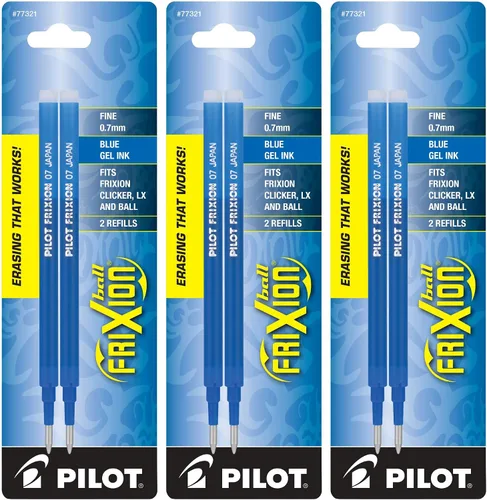 Vista 2 de Pilot, FriXion Ball - Recambios de tinta de gel para bolígrafos borrables, punta fina de 0.028 in, paquete de 6 (3 paquetes de 2), color negro