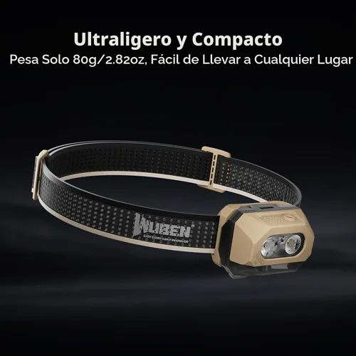 Vista 6 de WUBEN Faro LED H4 recargable 800 lúmenes súper brillante Caqui