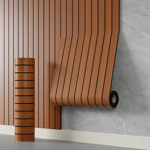 Vista 9 de YLL YLL Panel de pared de láminas de PVC para despegar y pegar de 118 x 15.7 pulgadas, panel de listones de madera de grano de roble sintético