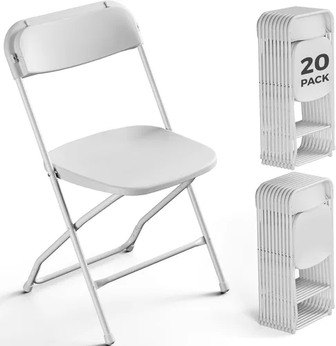 Vista 13 de Paquete de 2 sillas plegables de plástico negro, sillas plegables portátiles para exteriores con marco de acero, capacidad de 350 libras, sillas