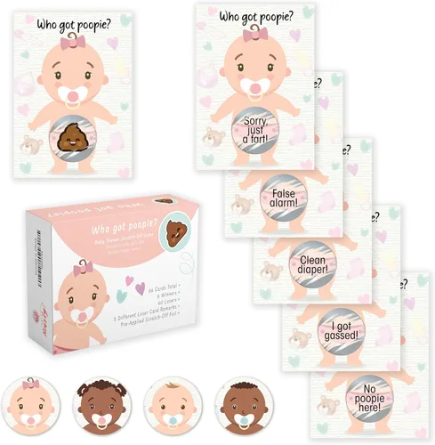 Vista 12 de Party Hearty Deliciosa diversión para baby shower – 50 divertidos arañazos de Poopie – Ideal para todos los géneros 50 tarjetas, divertida