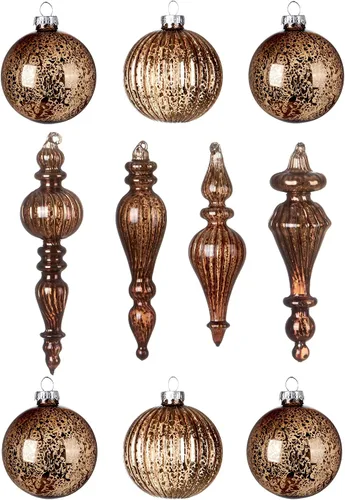 Vista 22 de DN DECONATION Adornos de Navidad de cristal negro, bolas de Navidad colgantes de 3.15 pulgadas para decoración del árbol de Navidad, juego de 9
