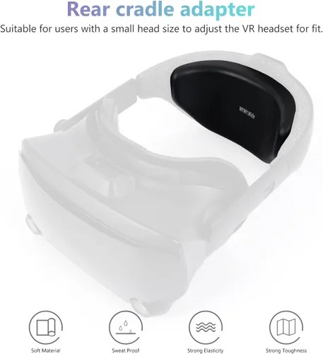 Vista 7 de VR Headset Rear Cradle Adapter Compatible with Valve Index and HP Reverb G2 VR Headset, Soft Sponge Padding Back Sponge Pad Fit Small Head Black