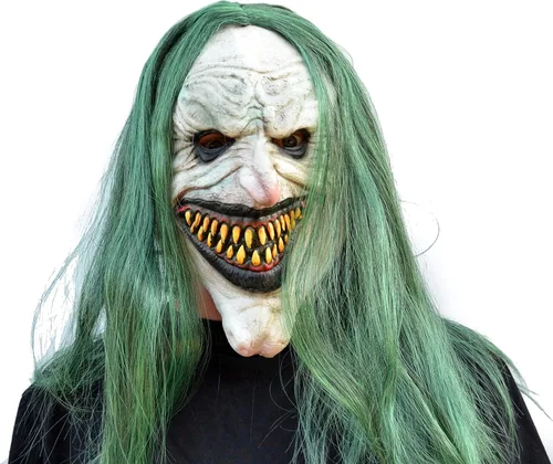 Vista 2 de Acid Tactical Máscara de payaso de Halloween con pelo para fiesta de disfraces Cosplay payaso Jokester