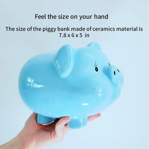 Vista 4 de Alcancía de cerdo de cerámica para niños, banco de dinero para adultos, Gilrs Alcancias de Dinero para adultos niños, banco de monedas, decoración