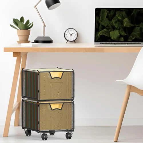 Vista 4 de Simple Houseware - Organizador apilable de malla para colgar archivos con ruedas, color negro