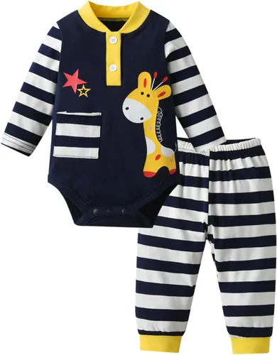 Vista 70 de Conjunto de 3 piezas de ropa de bebé recién nacido con estampado de manga larga + pantalones + sombrero