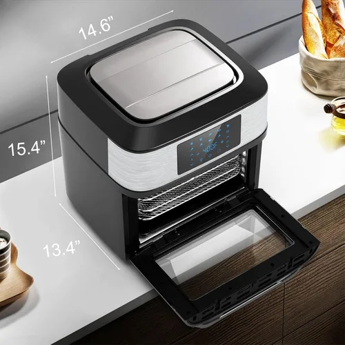 Vista 2 de Horno freidora de aire grande de 20 cuartos de galón, horno tostador 10 en 1, combo de freidora de aire con ventana para la familia, horno freidora