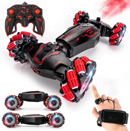 Vista 7 de TADOZIC Auto con sensor de gestos de control remoto 4WD, auto de acrobacias RC controlado a mano, vehículo de doble cara rotación de 360° con luz