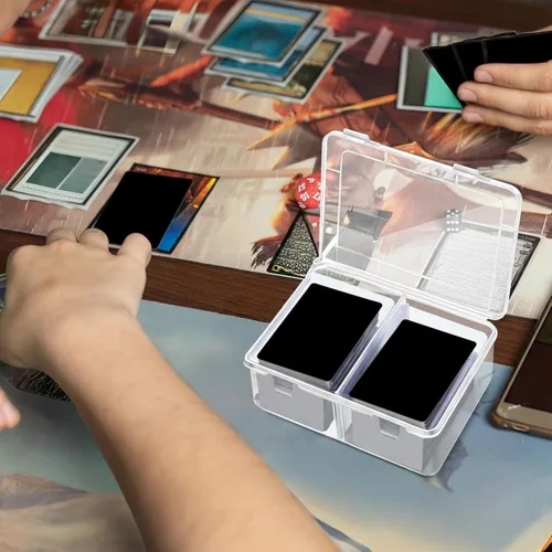 Vista 7 de Vicenpal Caja de almacenamiento de 300 tarjetas compatible con Mtg TCG, caja de almacenamiento de tarjetas de intercambio de plástico transparente