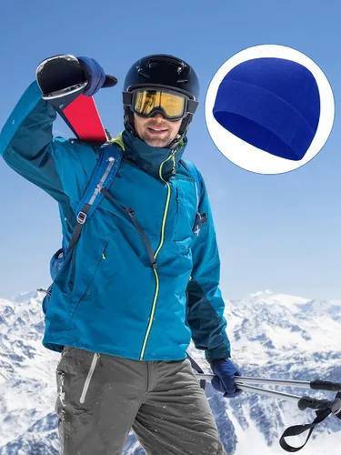 Vista 7 de Gorro de invierno cálido de 3 piezas, suave forro polar, gorro grueso resistente al viento, gorra de reloj de esquí al aire libre para hombres