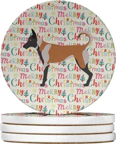 Vista 75 de AIDI Atlas Mountain Dog Merry Christmas - Posavasos grandes de piedra arenisca, paquete de 4