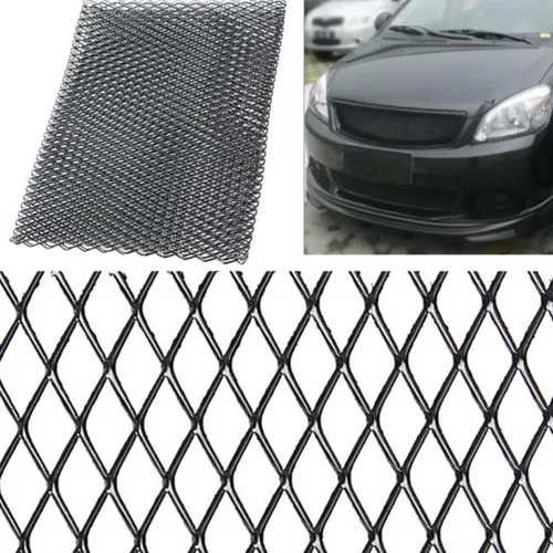 Vista 9 de Aluminum Alloy Car Grille Mesh Sheet, 100x33x0.3cm Black