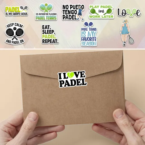 Vista 7 de Juego de calcomanías de tenis de pádel (10 unidades, 3 pulgadas), regalo para padres, amigos, hermanos, hermanas, jugadores de pádel, amantes