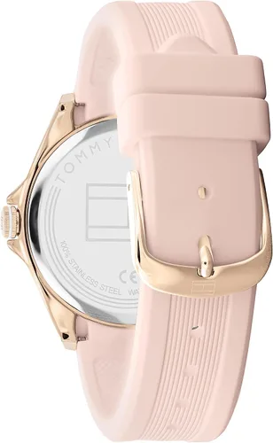 Vista 3 de Tommy Hilfiger Reloj de cuarzo dorado clavel para mujer con correa de silicona rubor 19 Modelo 1782479 Blush Reloj de cuarzo